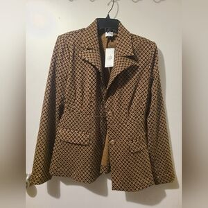 CAbi Black and Gold Patterned Blazer